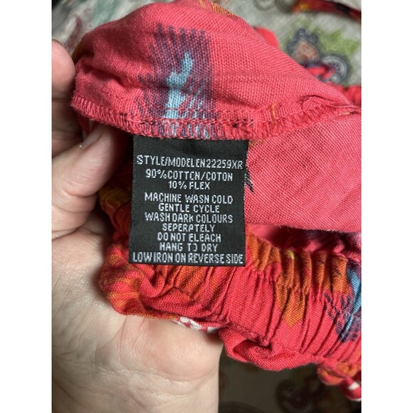 Liz Banks Red Tropical Print Cotton Shorts Size 3x Paper Bag Waist - Picture 6 of 6